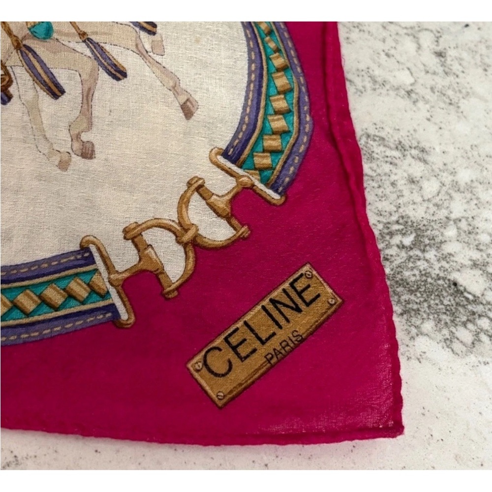 Celine Pink and Cream Silk Scarf - Picture 2 of 3